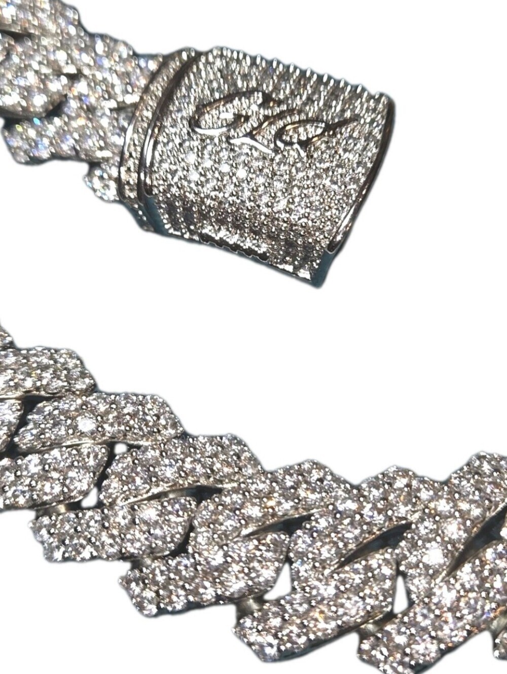 Iced Out GLD Diamond Prong Link Chain in White Gold - 25mm / 22"